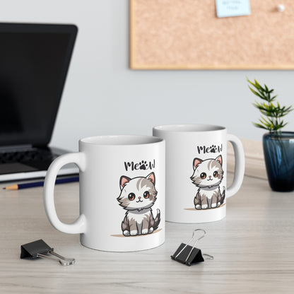 Cute Meow Cat Coffee Mug | Premium Ceramic Tea & Coffee Cup | Perfect Gift for Cat Lovers